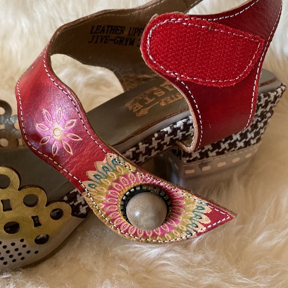 Spring Step L’Artiste Mixed Fabric & Leather Tooling Sz 39 (8.5) - Picture 2 of 13